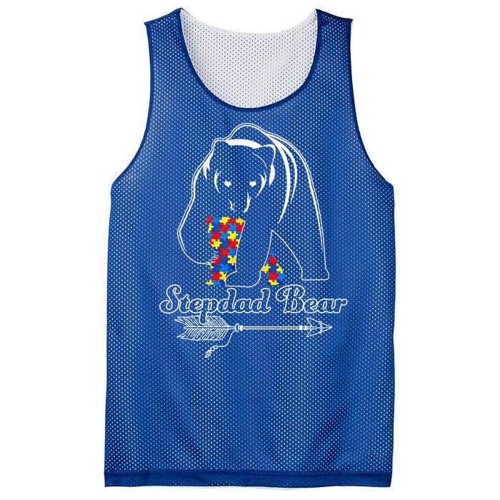 Proud Autism Stepdad Bear Autism Awareness Autistic Support Funny Gift Mesh Reversible Basketball Jersey Tank