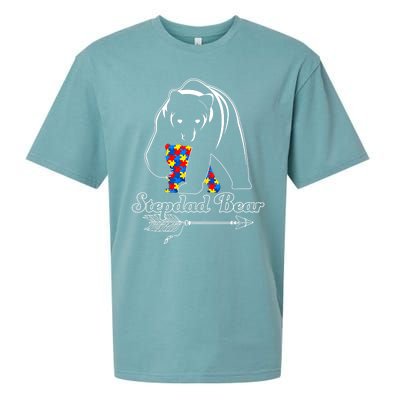 Proud Autism Stepdad Bear Autism Awareness Autistic Support Funny Gift Sueded Cloud Jersey T-Shirt