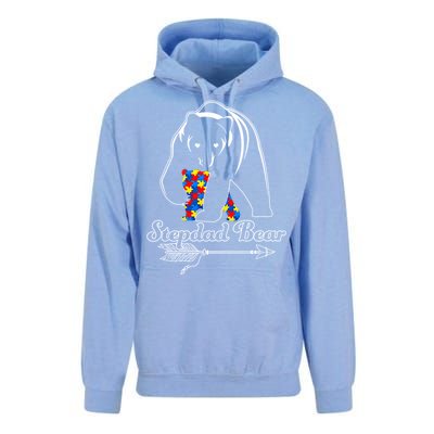 Proud Autism Stepdad Bear Autism Awareness Autistic Support Funny Gift Unisex Surf Hoodie