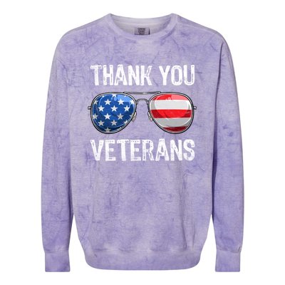 Patriotic America Sunglasses Thank You Veterans Day Gift Colorblast Crewneck Sweatshirt