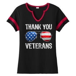 Patriotic America Sunglasses Thank You Veterans Day Gift Ladies Halftime Notch Neck Tee