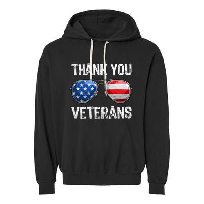 Patriotic America Sunglasses Thank You Veterans Day Gift Garment-Dyed Fleece Hoodie