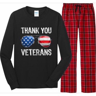 Patriotic America Sunglasses Thank You Veterans Day Gift Long Sleeve Pajama Set