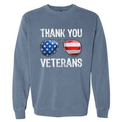 Patriotic America Sunglasses Thank You Veterans Day Gift Garment-Dyed Sweatshirt