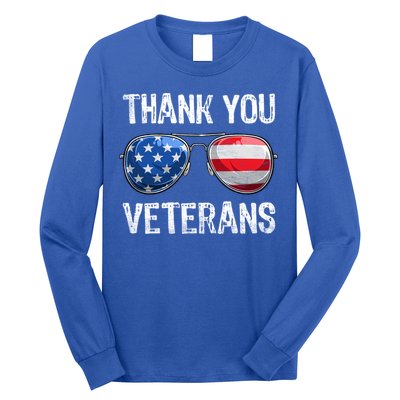 Patriotic America Sunglasses Thank You Veterans Day Gift Long Sleeve Shirt