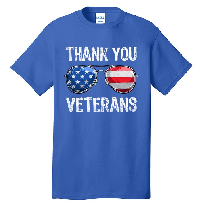 Patriotic America Sunglasses Thank You Veterans Day Gift Tall T-Shirt