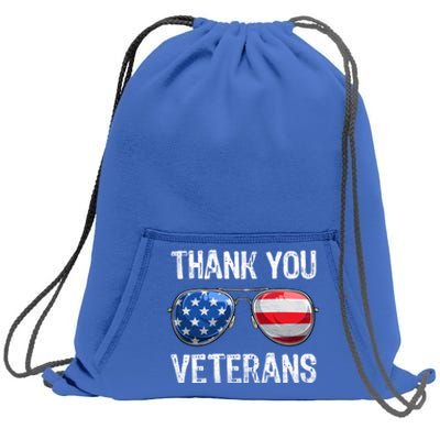 Patriotic America Sunglasses Thank You Veterans Day Gift Sweatshirt Cinch Pack Bag