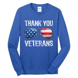 Patriotic America Sunglasses Thank You Veterans Day Gift Tall Long Sleeve T-Shirt