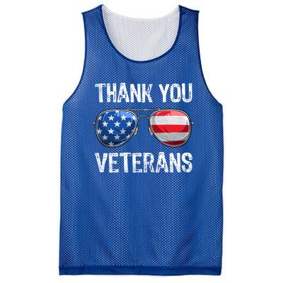 Patriotic America Sunglasses Thank You Veterans Day Gift Mesh Reversible Basketball Jersey Tank