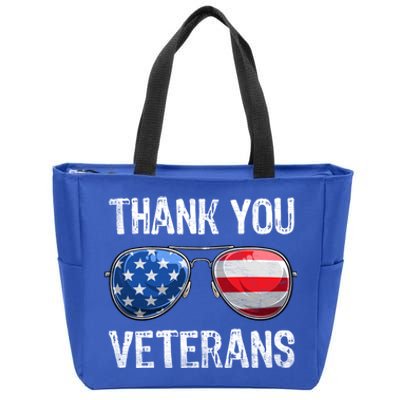 Patriotic America Sunglasses Thank You Veterans Day Gift Zip Tote Bag