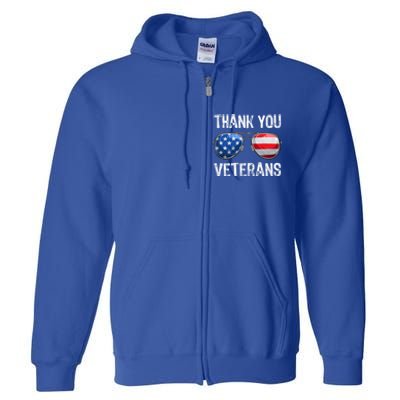 Patriotic America Sunglasses Thank You Veterans Day Gift Full Zip Hoodie