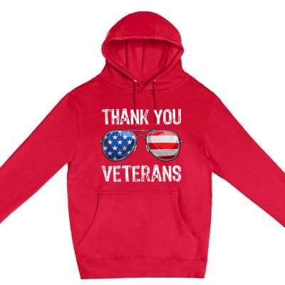 Patriotic America Sunglasses Thank You Veterans Day Gift Premium Pullover Hoodie