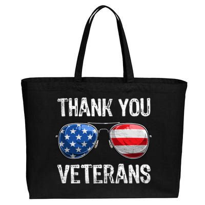 Patriotic America Sunglasses Thank You Veterans Day Gift Cotton Canvas Jumbo Tote