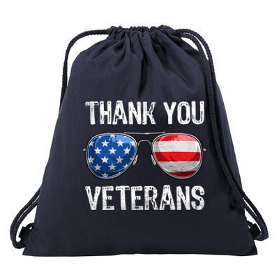 Patriotic America Sunglasses Thank You Veterans Day Gift Drawstring Bag