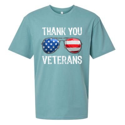 Patriotic America Sunglasses Thank You Veterans Day Gift Sueded Cloud Jersey T-Shirt