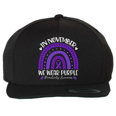 Prematurity Awareness Support In November We Wear Purple Wool Snapback Cap