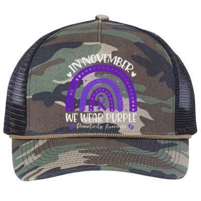 Prematurity Awareness Support In November We Wear Purple Retro Rope Trucker Hat Cap