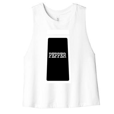 Pepper And Salt Shaker Funny Halloween Matching Couples Gift Women's Racerback Cropped Tank