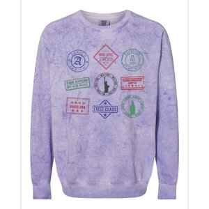 Passport Stamps Travel Colorblast Crewneck Sweatshirt