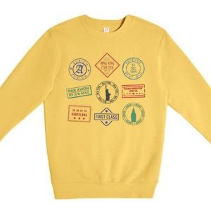 Passport Stamps Travel Premium Crewneck Sweatshirt