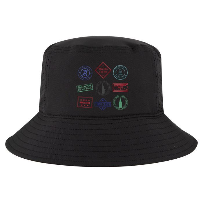 Passport Stamps Travel Cool Comfort Performance Bucket Hat