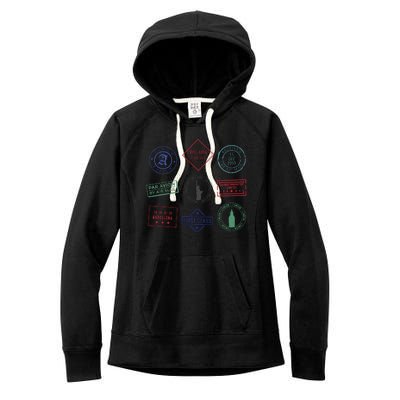 Passport Stamps Travel Women's Fleece Hoodie