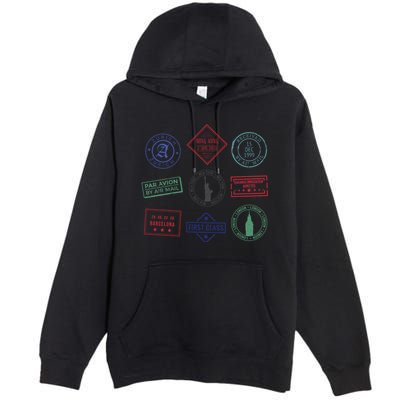 Passport Stamps Travel Premium Pullover Hoodie