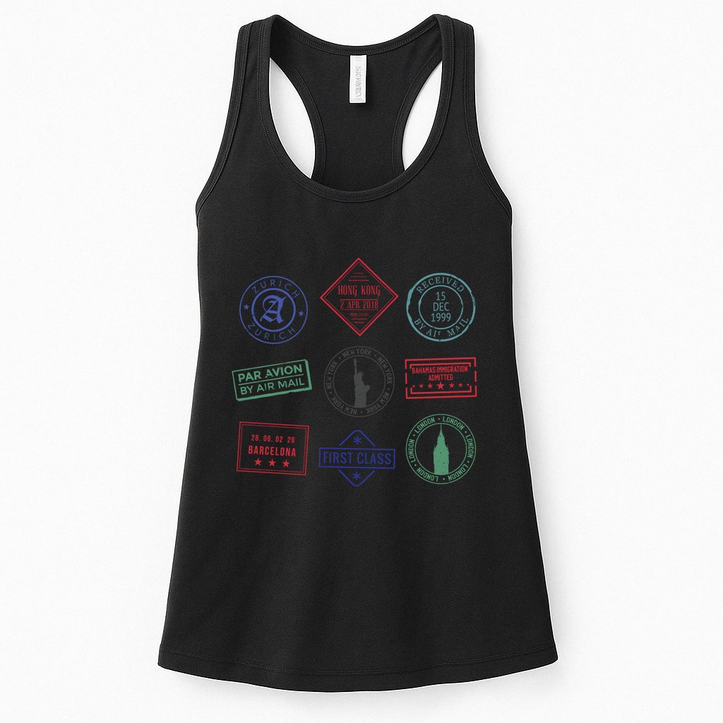 Passport Stamps Travel Womens Tank Top