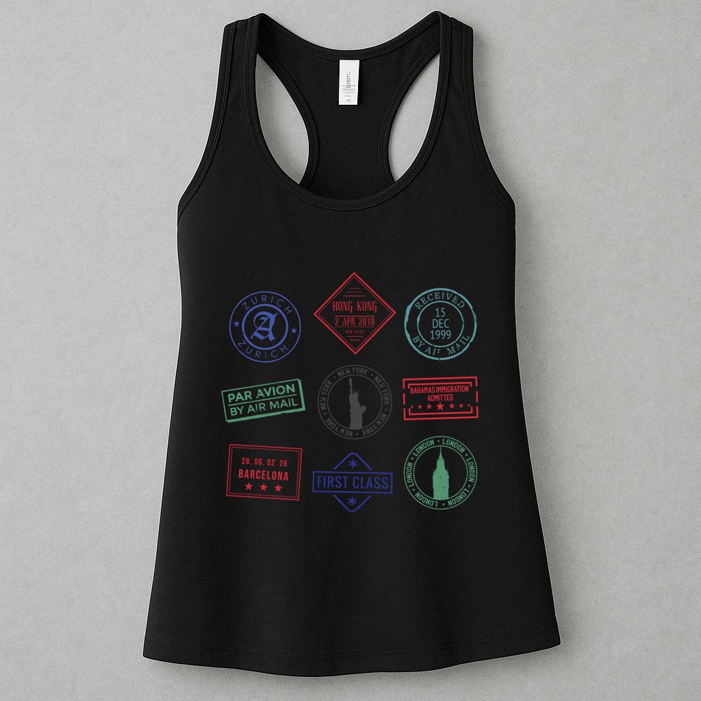 Passport Stamps Travel Womens Tank Top