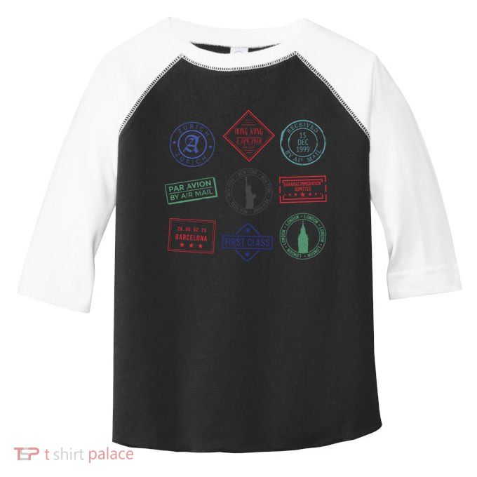 Passport Stamps Travel Toddler Fine Jersey T-Shirt