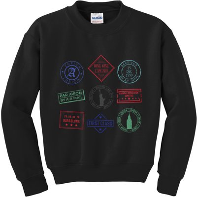 Passport Stamps Travel Kids Sweatshirt