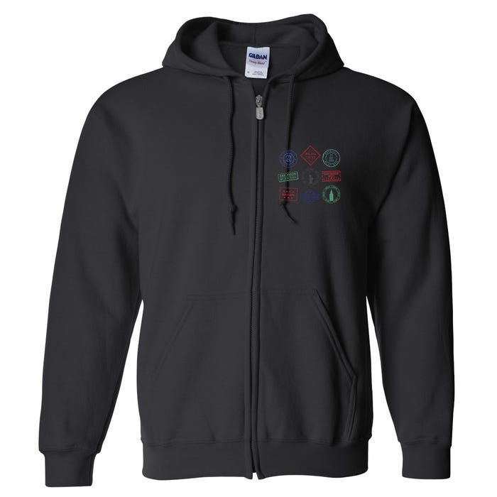 Passport Stamps Travel Full Zip Hoodie