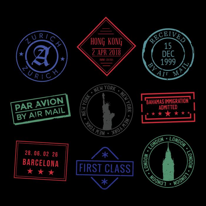 Passport Stamps Travel Full Zip Hoodie