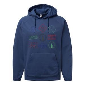 Passport Stamps Travel Performance Fleece Hoodie