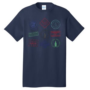 Passport Stamps Travel Tall T-Shirt