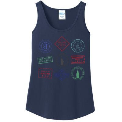 Passport Stamps Travel Ladies Essential Tank