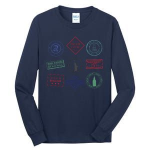 Passport Stamps Travel Tall Long Sleeve T-Shirt