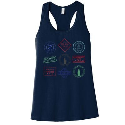 Passport Stamps Travel Women's Racerback Tank