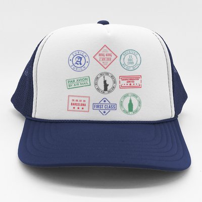 Passport Stamps Travel Trucker Hat