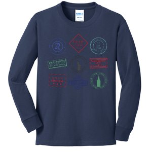 Passport Stamps Travel Kids Long Sleeve Shirt