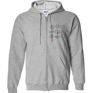 Passport Stamps Travel Full Zip Hoodie