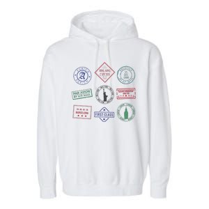 Passport Stamps Travel Garment-Dyed Fleece Hoodie