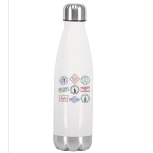 Passport Stamps Travel Stainless Steel Insulated Water Bottle