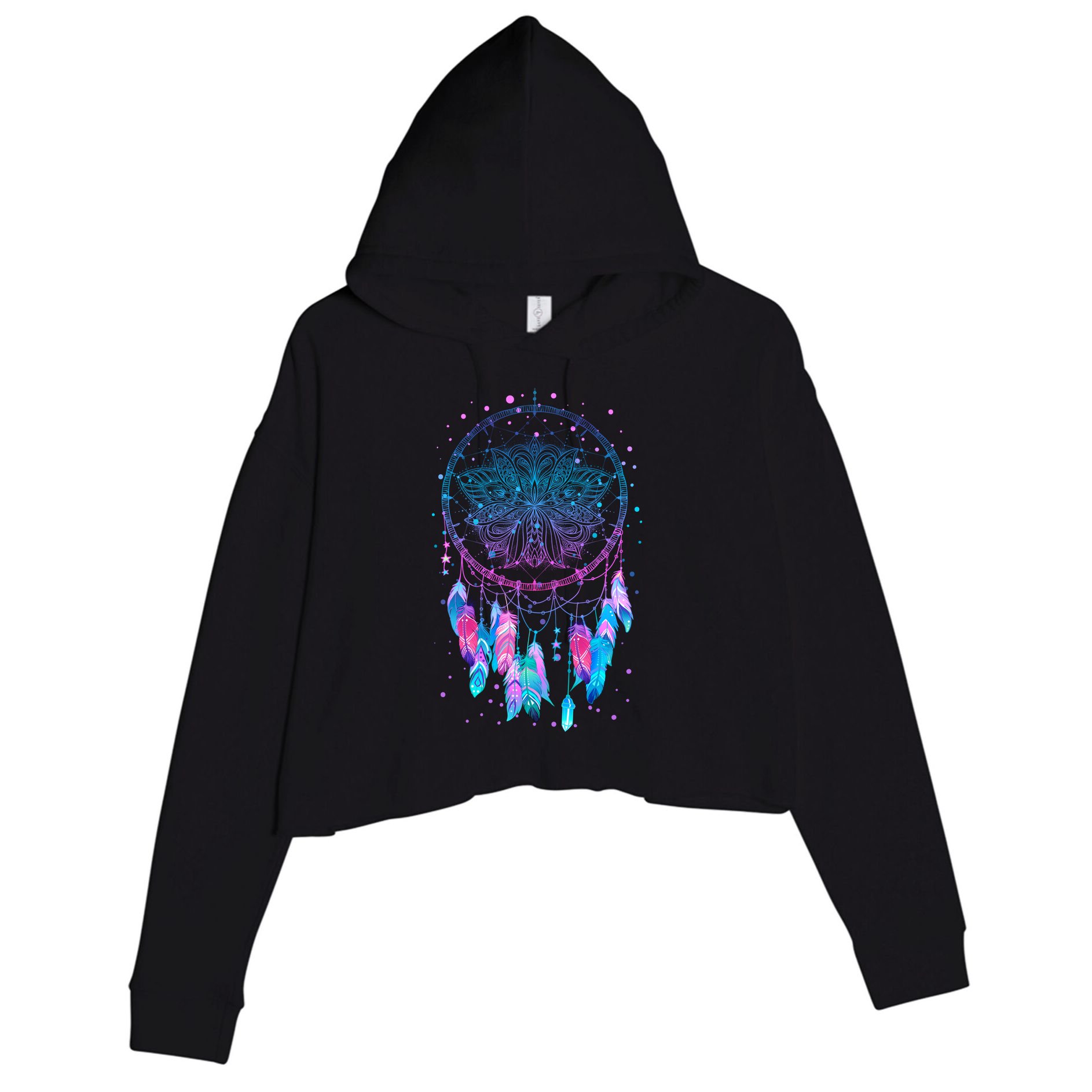Pastel Dream Catcher Crop Fleece Hoodie