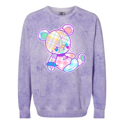 Pastel Kawaii Cute Goth Punk Teddy Bear Colorblast Crewneck Sweatshirt