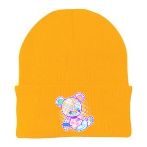 Pastel Kawaii Cute Goth Punk Teddy Bear Knit Cap Winter Beanie