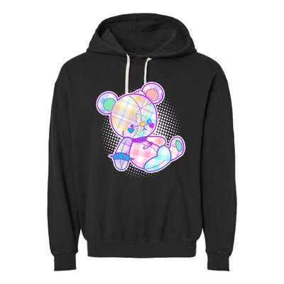 Pastel Kawaii Cute Goth Punk Teddy Bear Garment-Dyed Fleece Hoodie