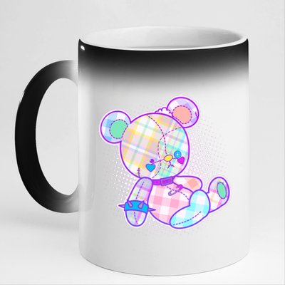 Pastel Kawaii Cute Goth Punk Teddy Bear 11oz Black Color Changing Mug