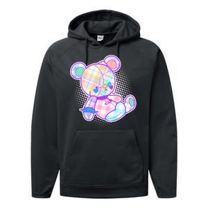 Pastel Kawaii Cute Goth Punk Teddy Bear Performance Fleece Hoodie