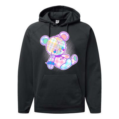 Pastel Kawaii Cute Goth Punk Teddy Bear Performance Fleece Hoodie